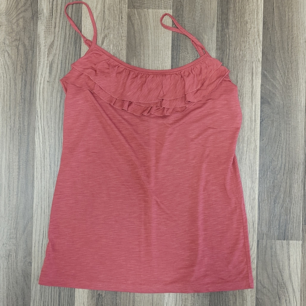 LOFT Ann Taylor Pink Ruffled Cami Medium